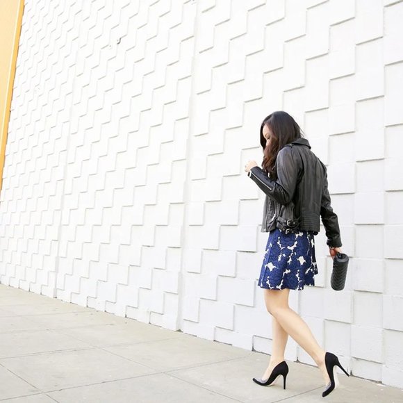 Lucy Paris Blue and White Floral Flared Skirt - Picture 9 of 10